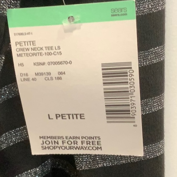 Laura Scott Petite Striped Top, size Large, NWT - Picture 2 of 4